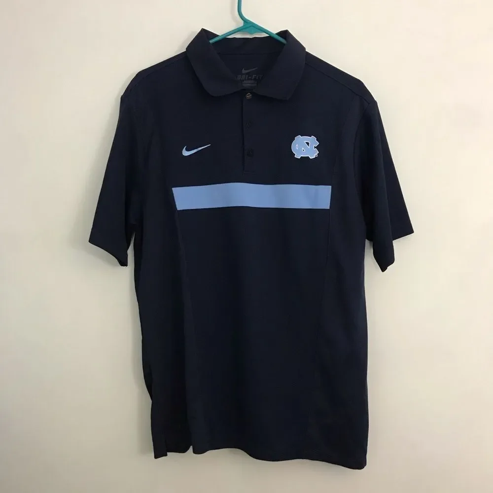 Nike UNC Navy Blue Carolina Tarheels NCAA Sz M Mens Polo Shirt